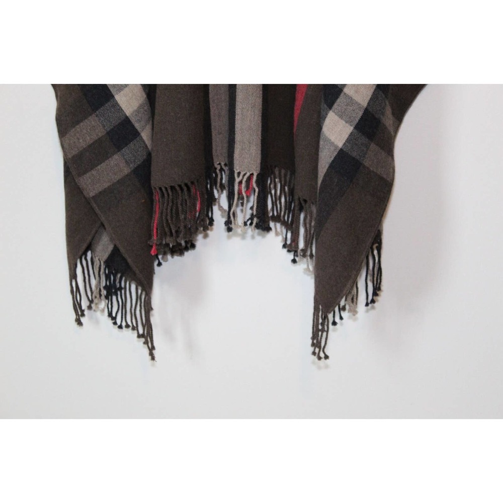 Mer Sea Classic Travel Wrap Plaid Fringe Poncho Brown MerSea One Size OS H14279 - Picture 9 of 10